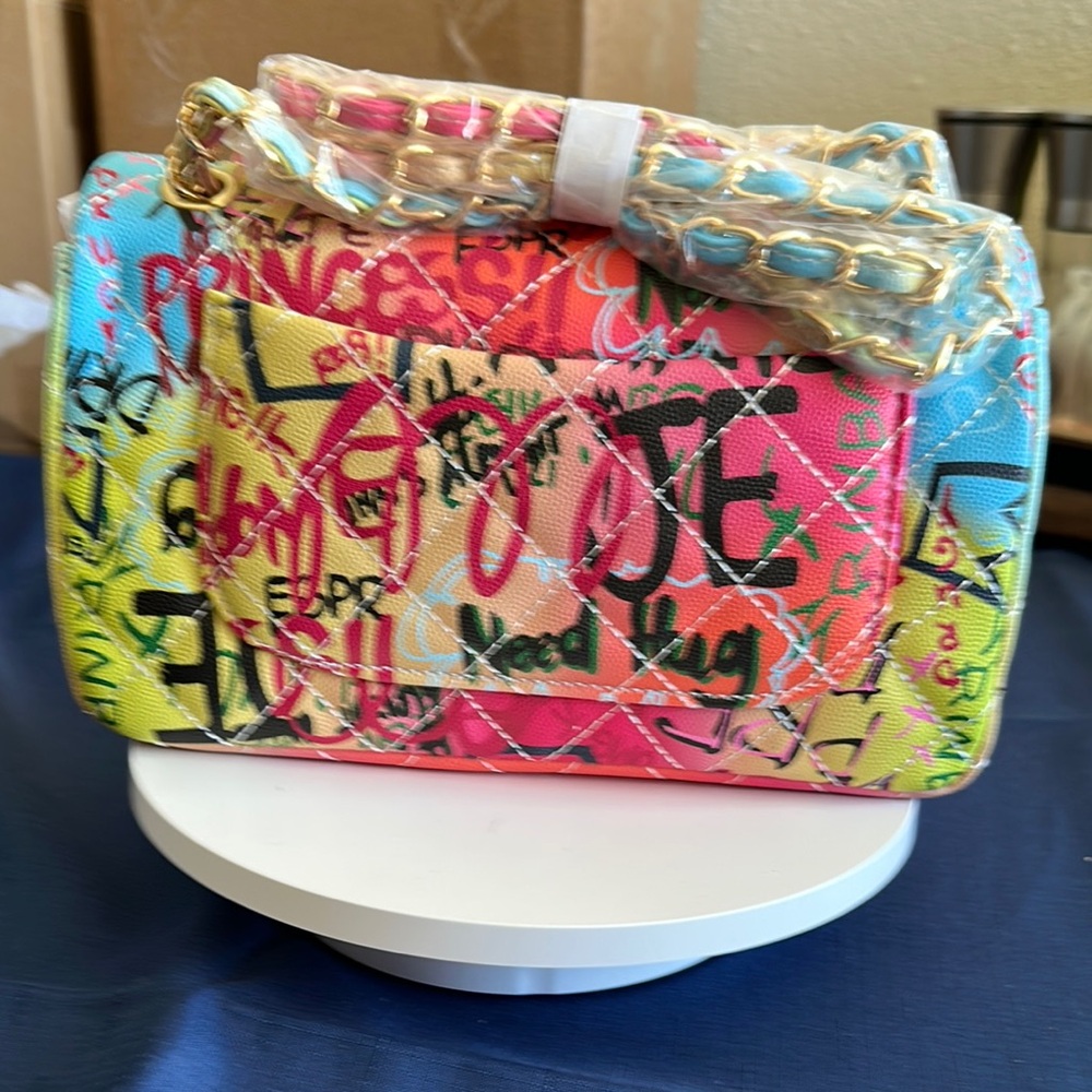 Red and Pink Mini Bags with Urban Graffiti Style